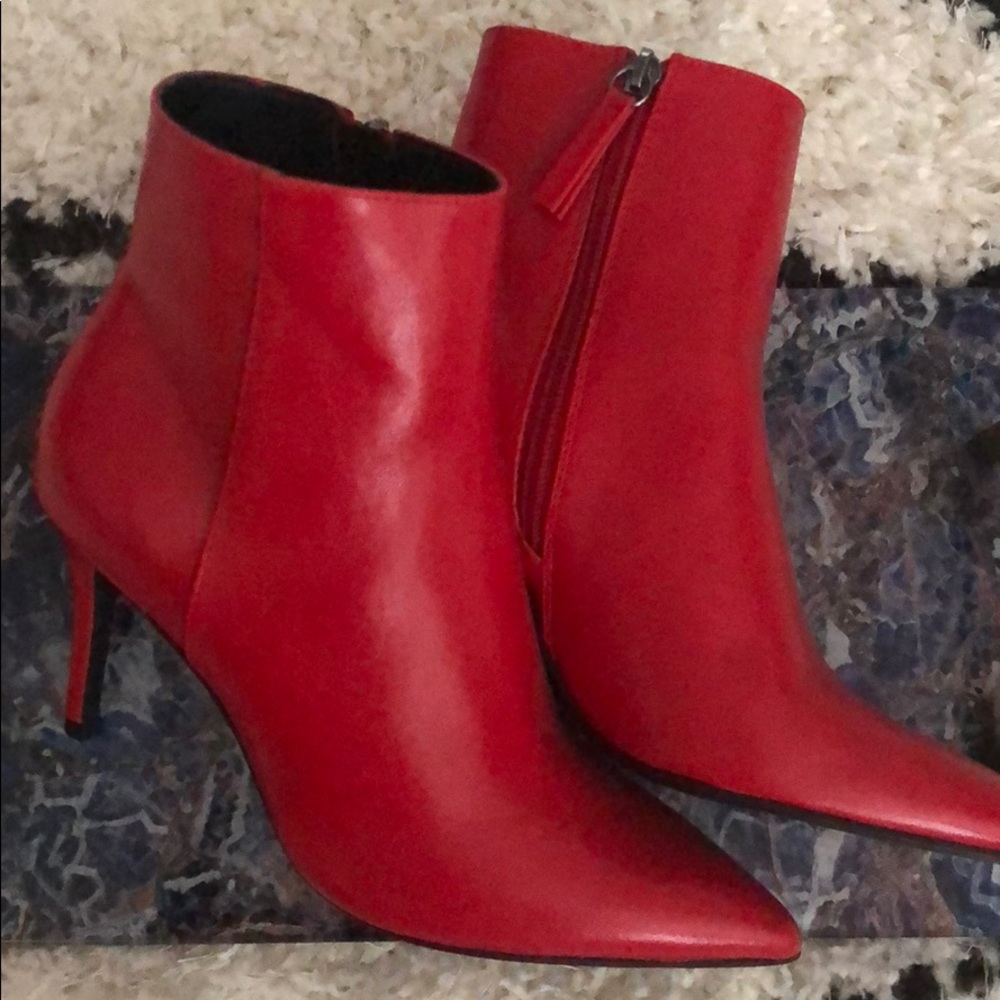 Red leather booties